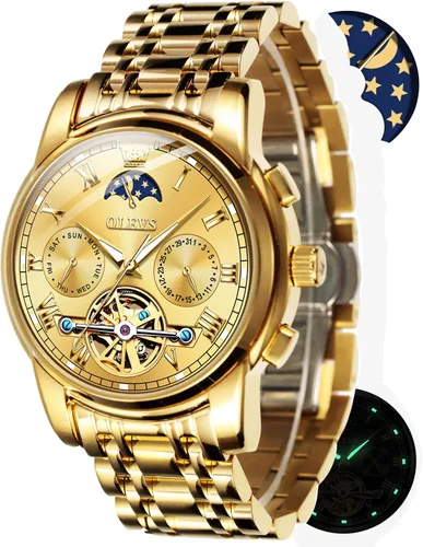 Miniatura 8 de OLEVS reloj mecánico automático reloj de cuerda automático de lujo para hombre a prueba de agua acero inoxidable