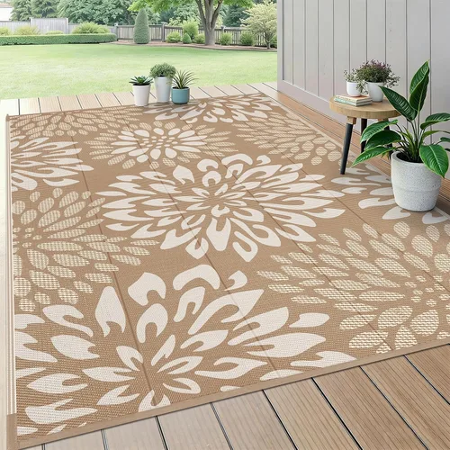 Miniatura 13 de HEBE Alfombra de Exterior Impermeable 6x9, Alfombra de Paja de Plástico Alfombra de Camping, Alfombras de Patio Exterior Reversibles Tapete para RV