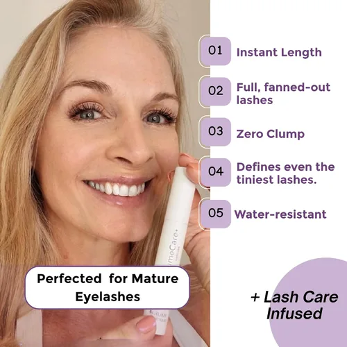 Miniatura 2 de Rumi Cosmetiques VolumeCare+ Máscara de pestañas para mujeres maduras, fórmula 2 en 1 de longitud y volumen extremos, sin grumos ni descamaciones
