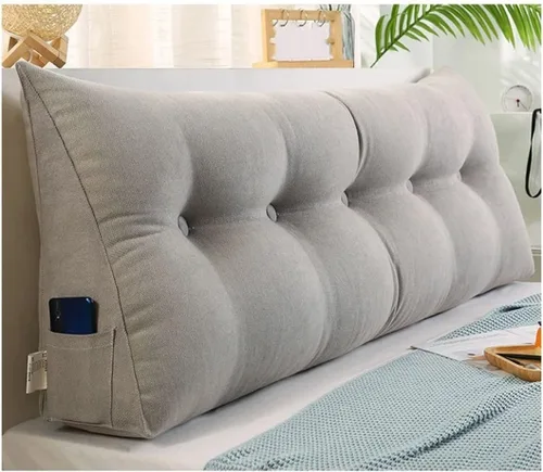 Almohada triangular para cabecero, almohada de lectura con cuña para cabecero, almohada de lectura, almohada grande para cabecero, soporte de Gris