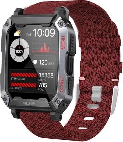 Miniatura 3 de Lamshaw Compatible con ALKAI N27 Smart Watch, correa de repuesto de tela tejida de nailon transpirable compatible con ALKAI N27 2.02 pulgadas Smart