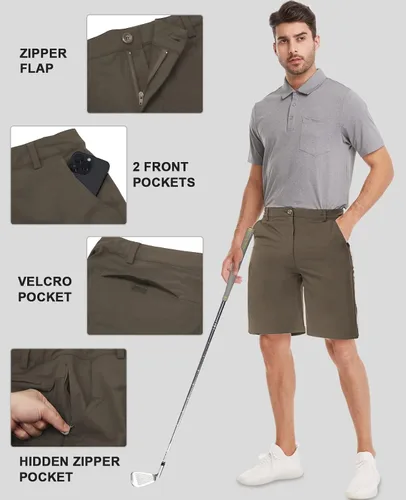 Miniatura 3 de Men's Golf Flat Shorts Hiking Cargo Shorts Men Classic-Fit UPF50+ with Waterproof Lightweight Quick Dry Stretch