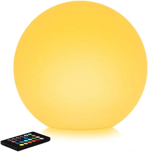 Luz solar de bola brillante de 12 pulgadas para exteriores, luz solar de globo de jardín con control remoto, RGB impermeable que cambia de color,