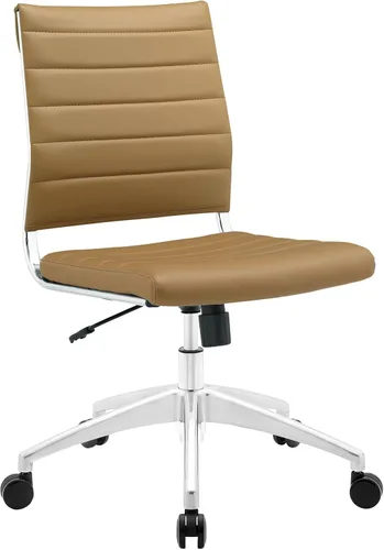 LexMod Jive silla de oficina ejecutiva acanalada respaldo alto, Poliuretano, Bronceado Beige Bronceado