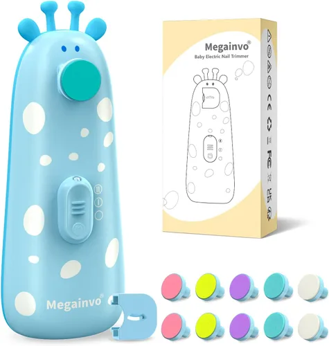 Lima de uñas eléctrica, fácil y segura para recién nacido, cortaúñas para bebés y niños pequeños, cortaúñas silenciosas con luz nocturna, 10
