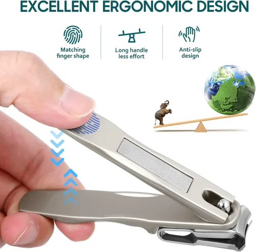 Miniatura 5 de Cortaúñas para personas mayores, cortaúñas rotativas de 360 grados con mango largo, ultra afilado, resistente, de acero inoxidable, resistente