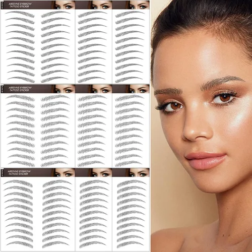 Aresvns Cejas falsas realistas, 99 pares, 12 formas, transferencia de cejas impermeables 4D para mujeres y adolescentes, perfectas para regalos de