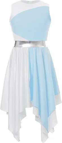 Miniatura 67 de CHICTRY Vestido de baile lírico sin mangas asimétrico para niñas, disfraz de adoración litúrgica contemporánea