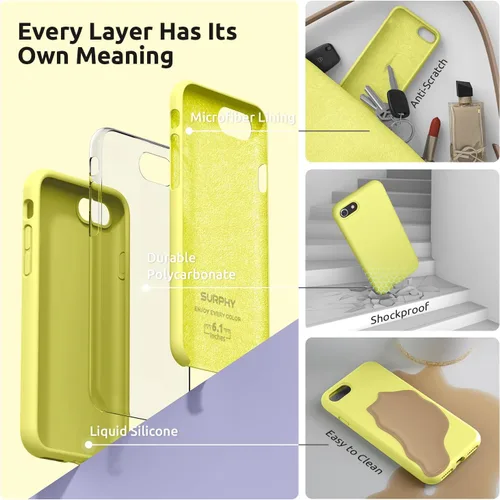Miniatura 5 de Surphy - Carcasa de silicona compatible con iPhone SE 2020, iPhone 8, iPhone 7, funda de silicona líquida (con forro de microfibra) para iPhone 7