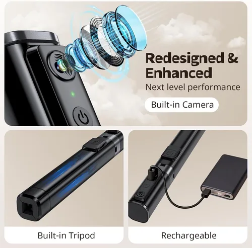Miniatura 6 de UBeesize Trípode de seguimiento facial automático de 67 pulgadas con rotación de 360°, soporte para teléfono inteligente con control remoto, palo
