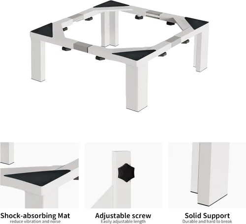 Miniatura 3 de Pedestal de lavandería de acero inoxidable resistente, soporte universal para lavadora y secadora de 12 pulgadas de altura para máquinas de carga