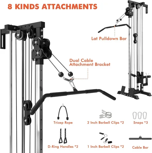Miniatura 5 de Mikolo Wall Mount Cable Station, Cable Crossover Machine with Dual Pulley System and Adjustable Positions for Home Gym Fitness Equipment Dorado
