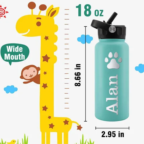 Miniatura 6 de Personalized Water Bottles, Custom Water Bottle with Birth Month Flower Personalized Text Names, Gifts for Women, Customized Engraved Stainless
