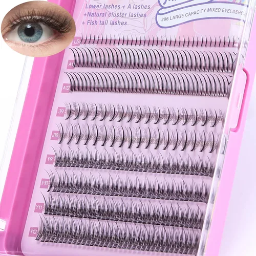 Miniatura 17 de MLEN DIARY 132 racimos de pestañas de ojo de zorro, pestañas de ojo de gato, extensiones de pestañas individuales con pestañas inferiores, rizo 4D