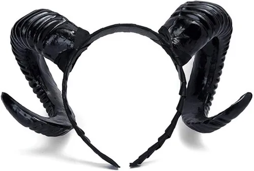 Miniatura 6 de Qhome - Diadema gótica de cuerno de oveja punk, diseño de animales del bosque, fotografía, cosplay, accesorios para fotos steampunk