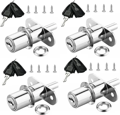 Miniatura 8 de XIEHE 105 - Cerradura de émbolo para puerta corrediza con 2 llaves (paquete de 4 unidades de 0.7 x 1.2 pulgadas de largo)