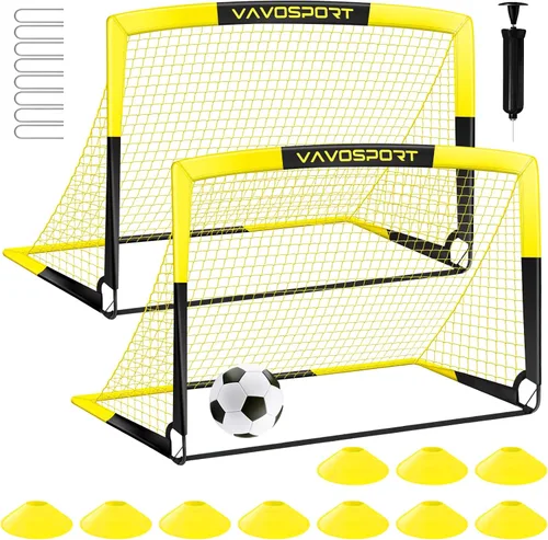Miniatura 12 de Juego de porterías de fútbol para niños para patio trasero – 2 de 4 x 3 pies, equipo portátil de entrenamiento de portería de fútbol, red de fútbol
