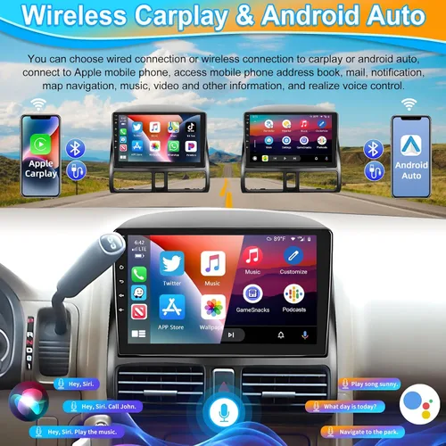 Miniatura 3 de Podofo Para Honda CRV 2002-2006 inalámbrico Apple Carplay Android Auto, pantalla táctil Android coche estéreo Autoradio unidad principal