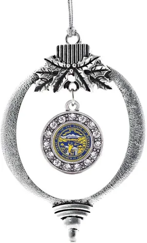 Miniatura 219 de Inspired Silver - Twin One - Adorno festivo de Navidad de plata - Adorno festivo de árbol de Navidad con dije de círculo y circonita cúbica
