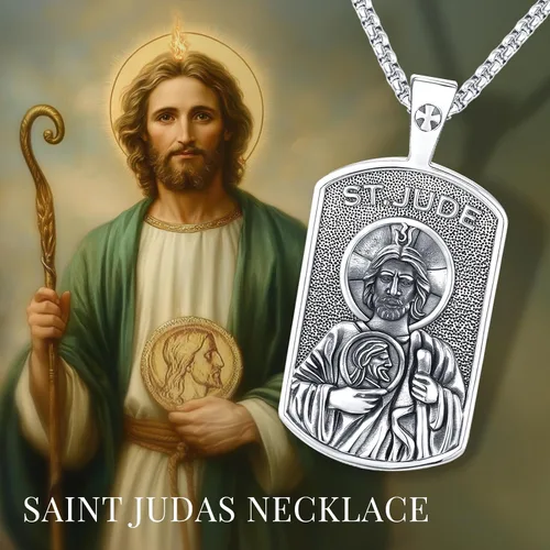 Miniatura 93 de Eusense San Miguel San Cristóbal San Benito San Judas Virgen María Collar chapado en oro 925 joyería religiosa para hombres y mujeres, collar