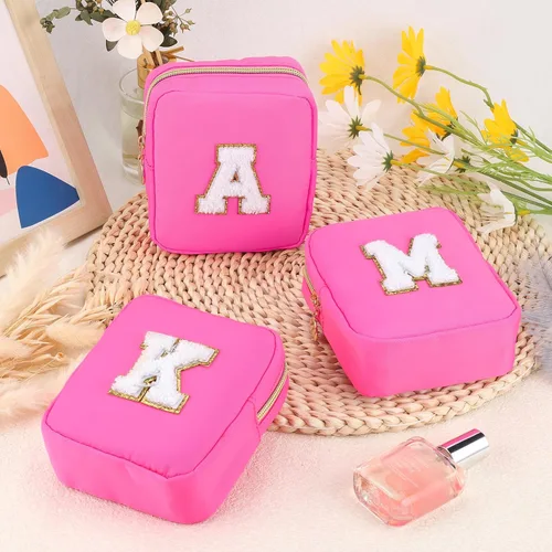 Miniatura 7 de Mini bolsa de maquillaje para bolso, bolsa de felpilla pequeña de nailon, bolsa de cosméticos de viaje, bolsa organizadora de artículos de tocador