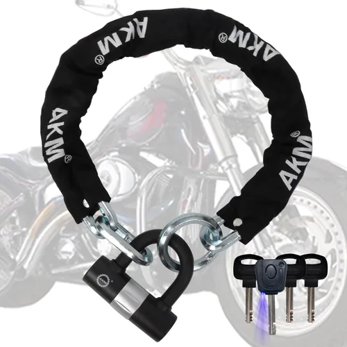 Miniatura 17 de AKM Candado de cadena para bicicleta de 47.2 in/4 pies, resistente, duradero, 0.472 in de grosor, antirrobo, cadena de bicicleta con 4 teclas