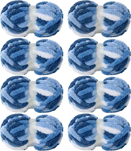 MABOZOO Hilo Grueso Tie Dye para Tejer a Ganchillo Paquete de 8, Hilo de Chenilla Jumbo Esponjoso, Hilo de Felpa Suave Voluminoso, Hilo Gigante
