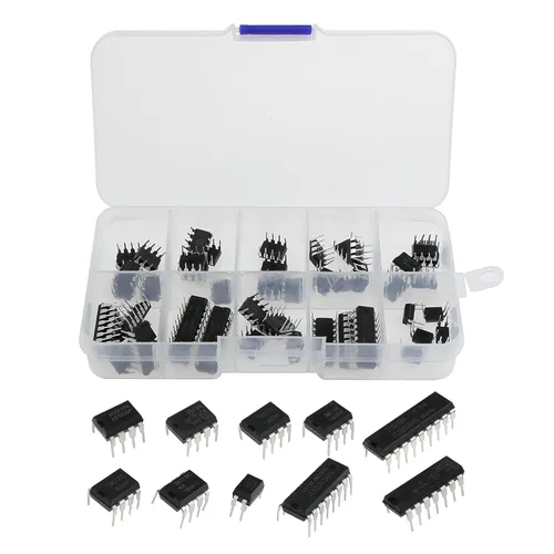 50pcs 10 Tipos Circuito Integrado Chip Surtido Kit Baja Entrada Baja Voltaje LM324 LM358 LM386 LM393 UA741 NE5532 NE555 PC817 ULN2003 ULN2803 para
