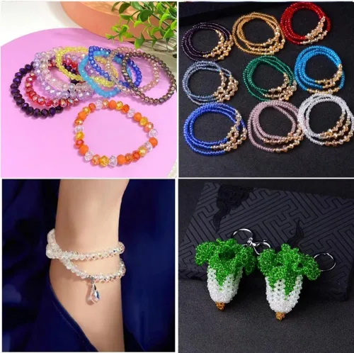Miniatura 6 de 50 piezas de cuentas de cristal facetadas de 10 mm con orificio para pulseras, collares, aretes, joyería DIY, manualidades (Amarillo Dorado)