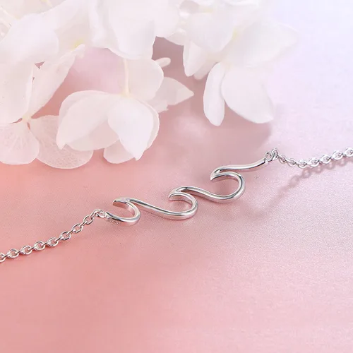 Miniatura 5 de Tobillera ondulada para mujer, de plata de ley S925, ajustable, con estrellas de mar en capas, océano, playa, mar, tobillera