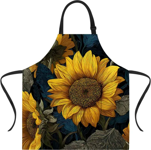 Miniatura 45 de ANNA QUEEN Delantal de Feliz Navidad para mujeres y hombres con bolsillos, delantal de muñeco de nieve, delantal de cocina ajustable para cocinero