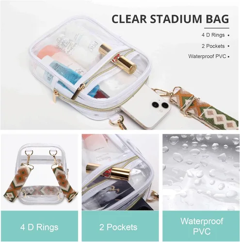 Miniatura 37 de Bolso cruzado aprobado por estadios para mujer, bolsa transparente para estadios para eventos deportivos, conciertos