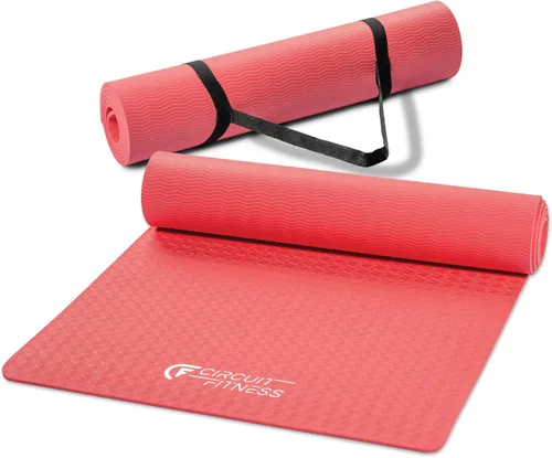 Circuit Fitness de Marcy - Esterillas de yoga antideslizantes multiusos con correa de transporte, opciones de múltiples espesores y colores Rosa