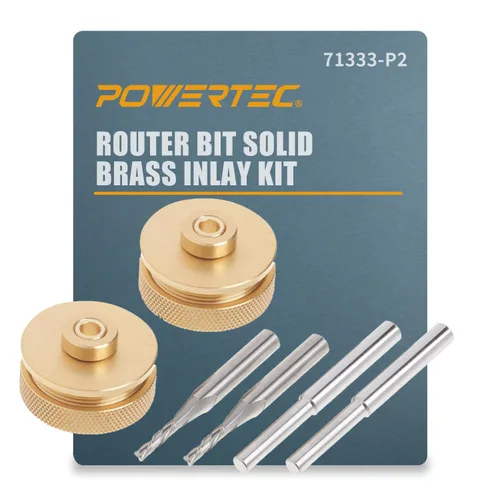 Miniatura 11 de POWERTEC Kit de incrustaciones de enrutador, juego de guía de buje de latón macizo con pasador de alineación, brocas en espiral de carburo