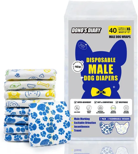 Miniatura 8 de Dono Pañales desechables para perros machos, 40 unidades, con indicador de humedad, a prueba de fugas, con tecnología de gel de secado rápido