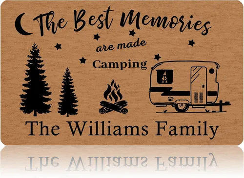 Miniatura 14 de Tapete de bienvenida personalizado para cámper, tapete de campamento personalizado con nombre de la familia, accesorios para cámper