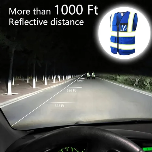 Miniatura 5 de Chaleco de seguridad reflectante de alta visibilidad para hombres y mujeres con bolsillos y cremallera frontal, cumple con los estándares ANSI/ISEA