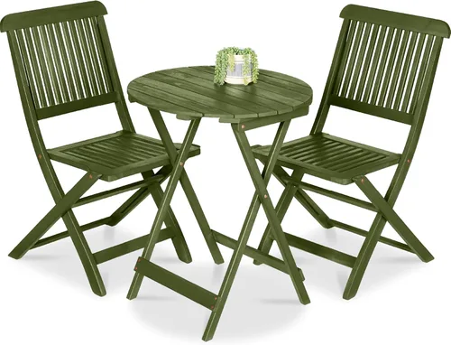 Miniatura 14 de Best Choice Products Juego de 3 piezas de madera de acacia, muebles de patio plegables para patio trasero, balcón, terraza con 2 sillas, mesa