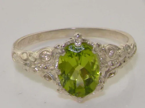 Miniatura 5 de LetsBuyGold Anillo de plata de ley 925 con peridoto genuino para mujer