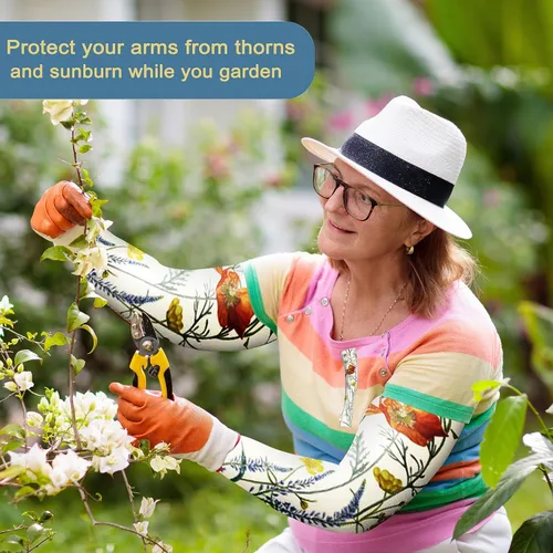Miniatura 5 de Mangas de jardinería, mangas de enfriamiento de brazo de protección solar para jardinería, mangas a prueba de espinas para cubrir brazos para Rojo