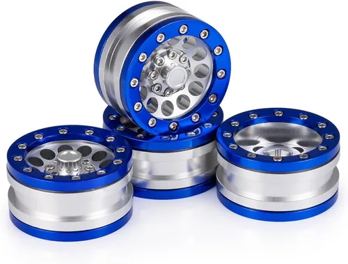 Miniatura 6 de MOHERO Juego de llantas de aleación Beadlock Crawler de 1.9 pulgadas para RC 1/10 Modelo Crawler SCX10, paquete de 4 (azul)