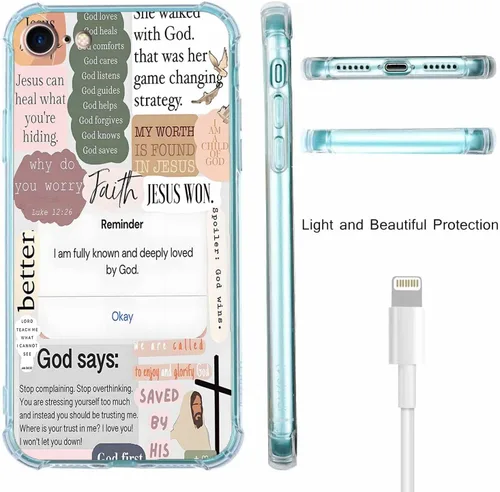 Miniatura 5 de Funda para Celular con Versículos de la Biblia, Colocación de Citas Cristianas de Jesús, Diseño Collage, Funda Protectora Suave de TPU de Moda