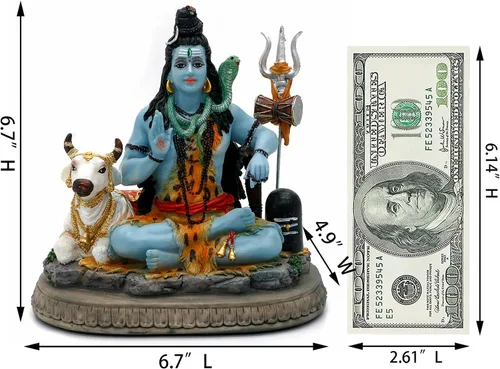 Miniatura 6 de alikiki Estatua de Dios indio Señor Shiva – Regalos para indio hindú de 6.7 pulgadas de alto, ídolo Shiva con vaca, regalos de regreso indio
