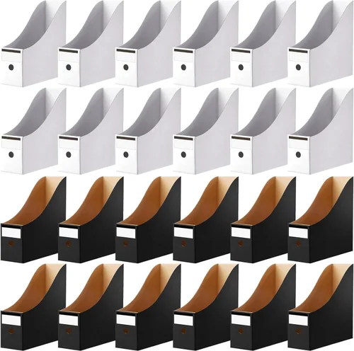 Miniatura 8 de Thenshop Organizador de 24 piezas de cartón para archivos, revistas, caja organizadora de archivos de escritorio, carpeta de almacenamiento de Negro