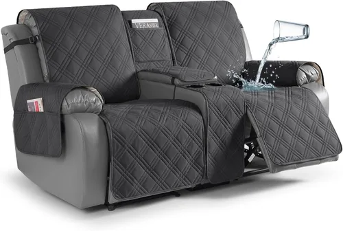 Miniatura 15 de TAOCOCO Fundas de sofá reclinable 100% impermeables con consola, fundas de sofá para sofá reclinable de 3 asientos con diseño de correas, funda