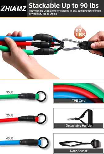 Miniatura 3 de Resistance Bands with Handles, Single Resistance Bands, Exercise Bands with Handles, for Resistance Training, Physical Therapy, Home Workouts