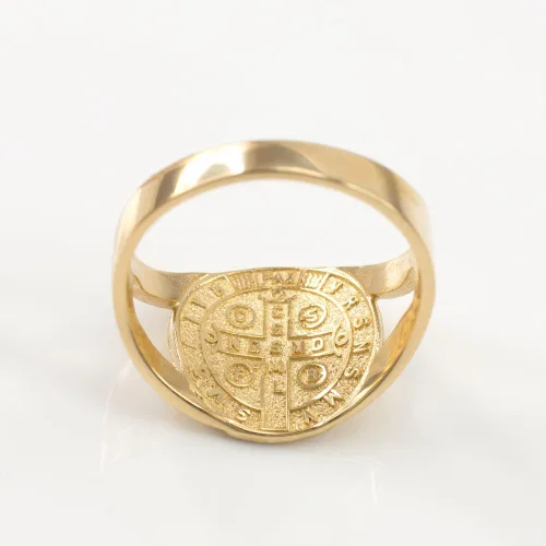 Miniatura 3 de Anillo de oro amarillo de 14 quilates de San Benito para mujer