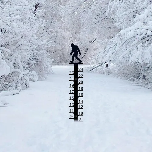 Miniatura 8 de LiveGo Iron Art - Medidor de nieve de 24 pulgadas, medidor de medición para exteriores, palo de medición de nieve desmontable de metal, estacas