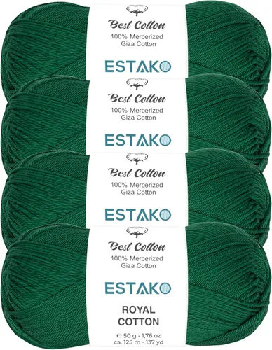 Miniatura 28 de Estako Algodón Royal, 100% hilo de algodón giza mercerizado, suave, súper fino 1 para ganchillo y tejer, 1.76 onzas (50g) / 137 yardas (125m)