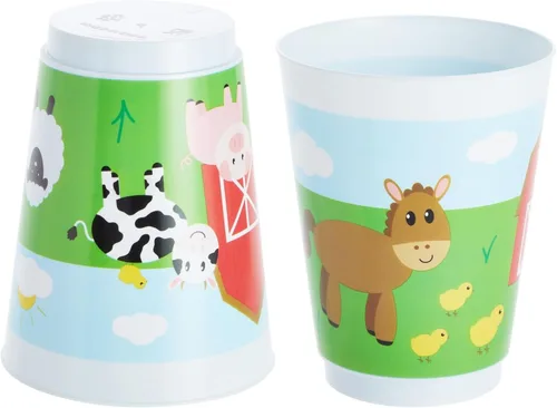 Miniatura 8 de BLUE PANDA Paquete de 16 tazas de plástico de animales de granja, corral para suministros de fiesta de cumpleaños (16 onzas)